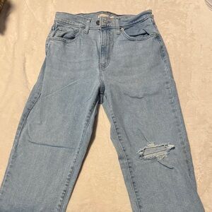Levi's Light Blue Straight Leg Jeans with Knee Distress